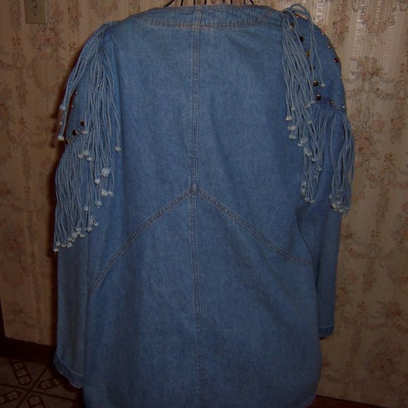 Ladies Denim Fringed Jacket - Picture 2 of 3